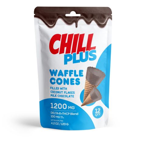 100mg D8, THCP Waffle Cones - Coconut Flakes + Milk Chocolate - Thumbnail 1