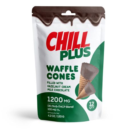 100mg D8, THCP Waffle Cones - Hazelnut Cream + Milk Chocolate - Thumbnail 1