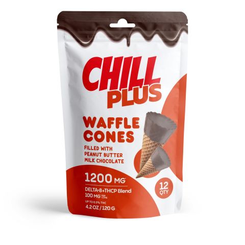 100mg D8, THCP Waffle Cones - Peanut Butter + Milk Chocolate - Thumbnail 1